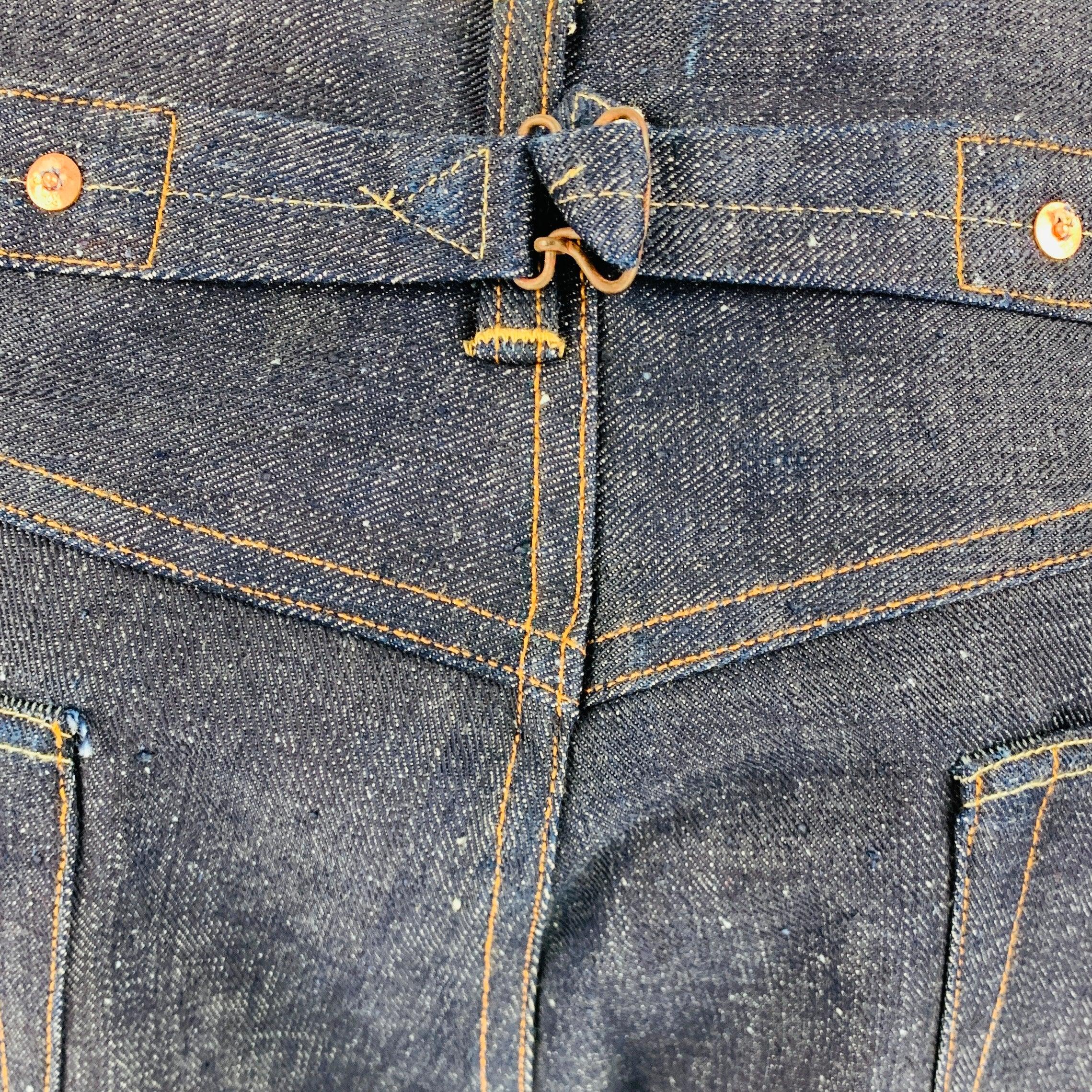 RRL by RALPH LAUREN Size 36 Indigo Contrast Stitch Selvedge Denim Jeans In Excellent Condition For Sale In San Francisco, CA