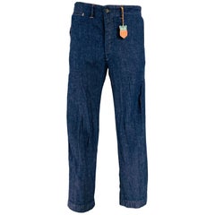 RRL by RALPH LAUREN Größe 36 Indigo Baumwolle Leinen Button Fly Freizeithose