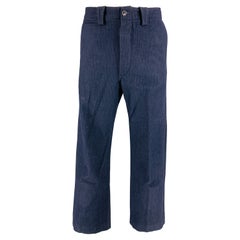 RRL by RALPH LAUREN Größe 36 Marineblaues gestreiftes Kleid aus Wollmischung mit Knopfleiste und Fliegenhose
