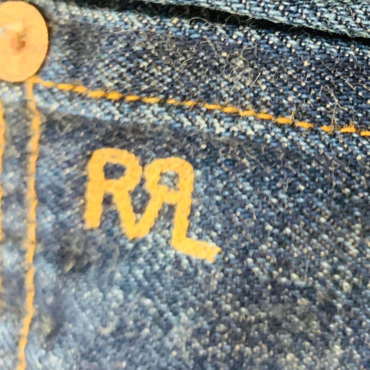 Men's RRL by RALPH LAUREN Size 38 Indigo Contrast Stitch Selvedge Denim Jeans For Sale