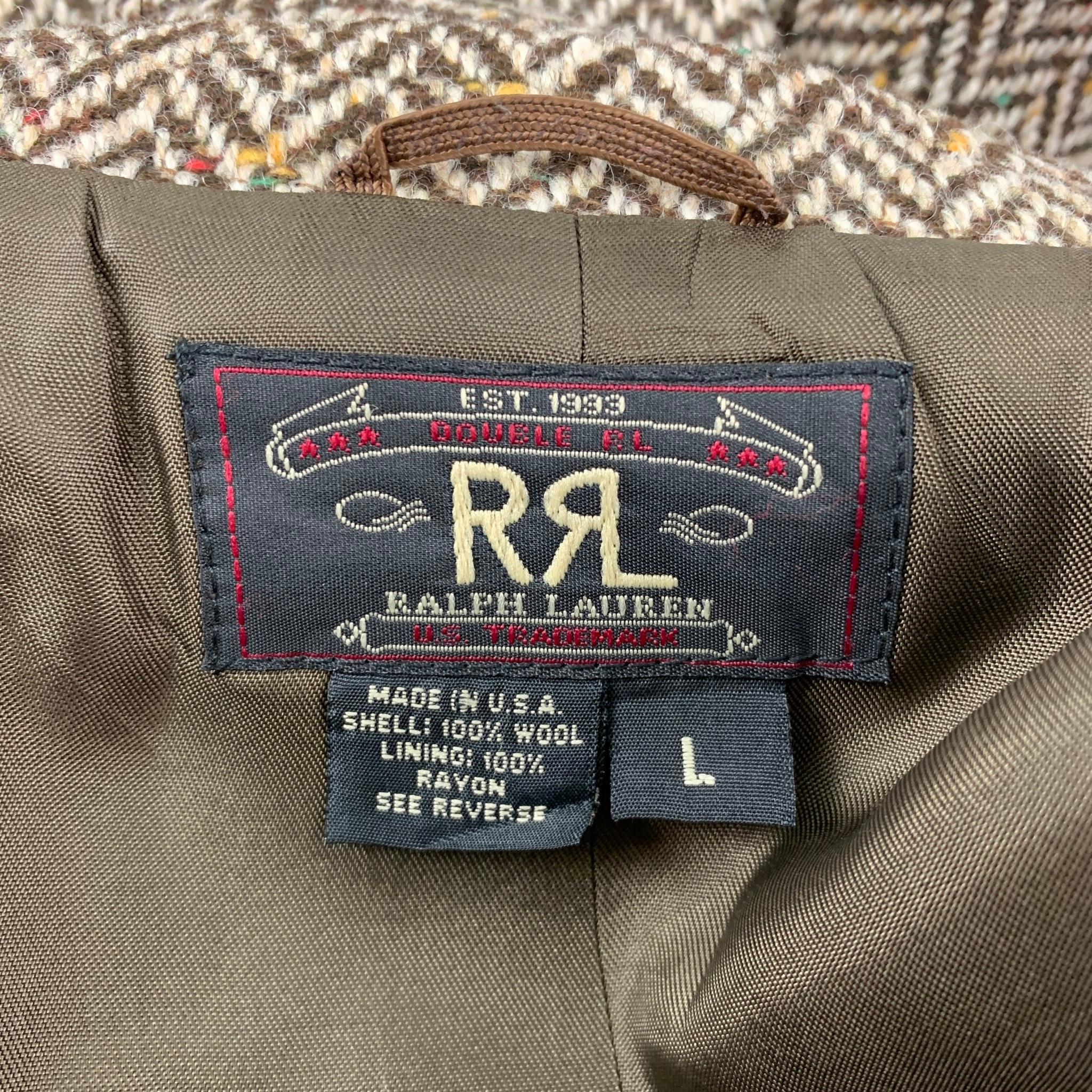 RRL by RALPH LAUREN Size 44 Brown & Beige Herringbone Wool Sport Coat In Good Condition In San Francisco, CA