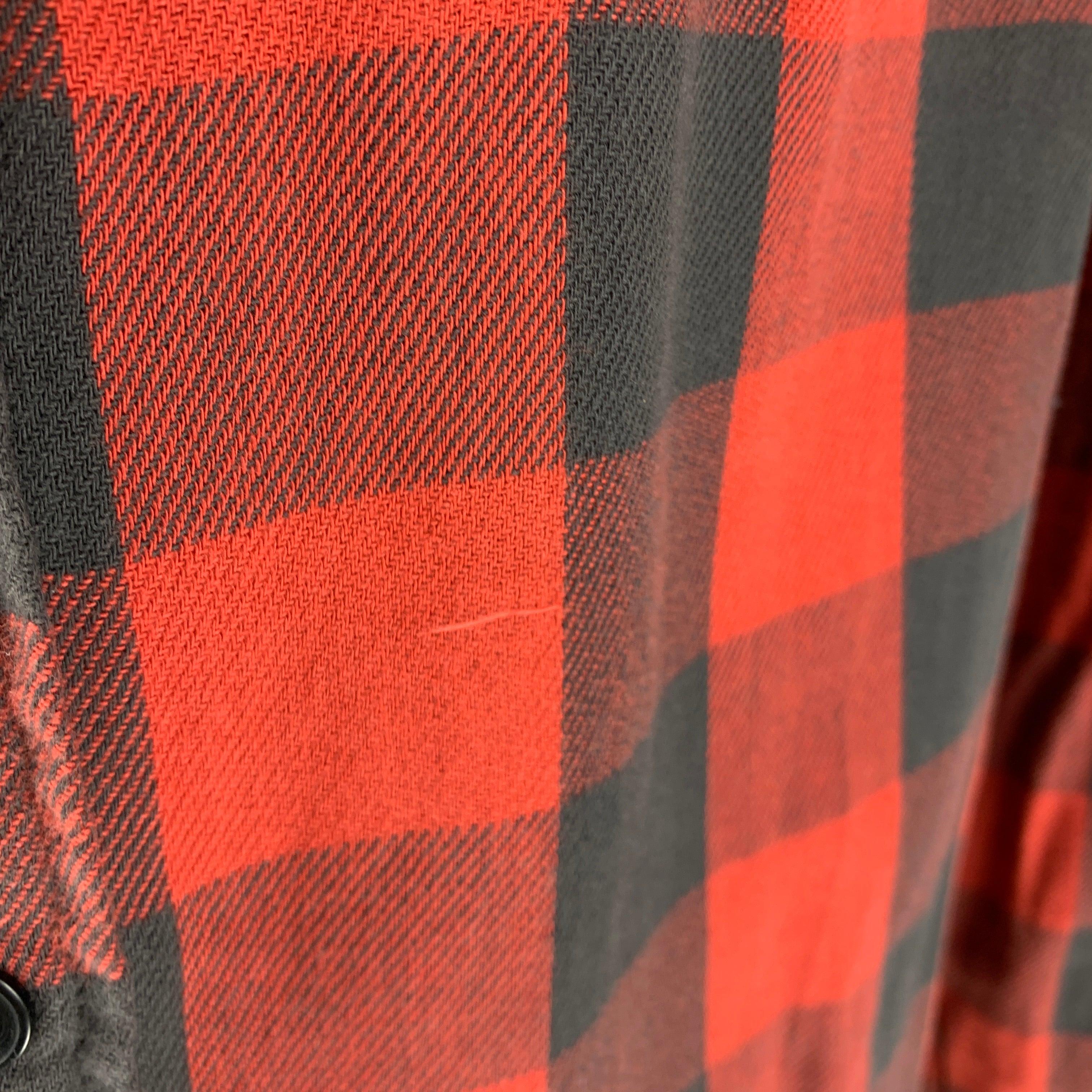 RRL by RALPH LAUREN Size L Red Black Buffalo Plaid Cotton Long Sleeve Shirt For Sale 2