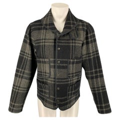 RRL by RALPH LAUREN Size M Black & Grey Plaid Wool Snaps Jacket