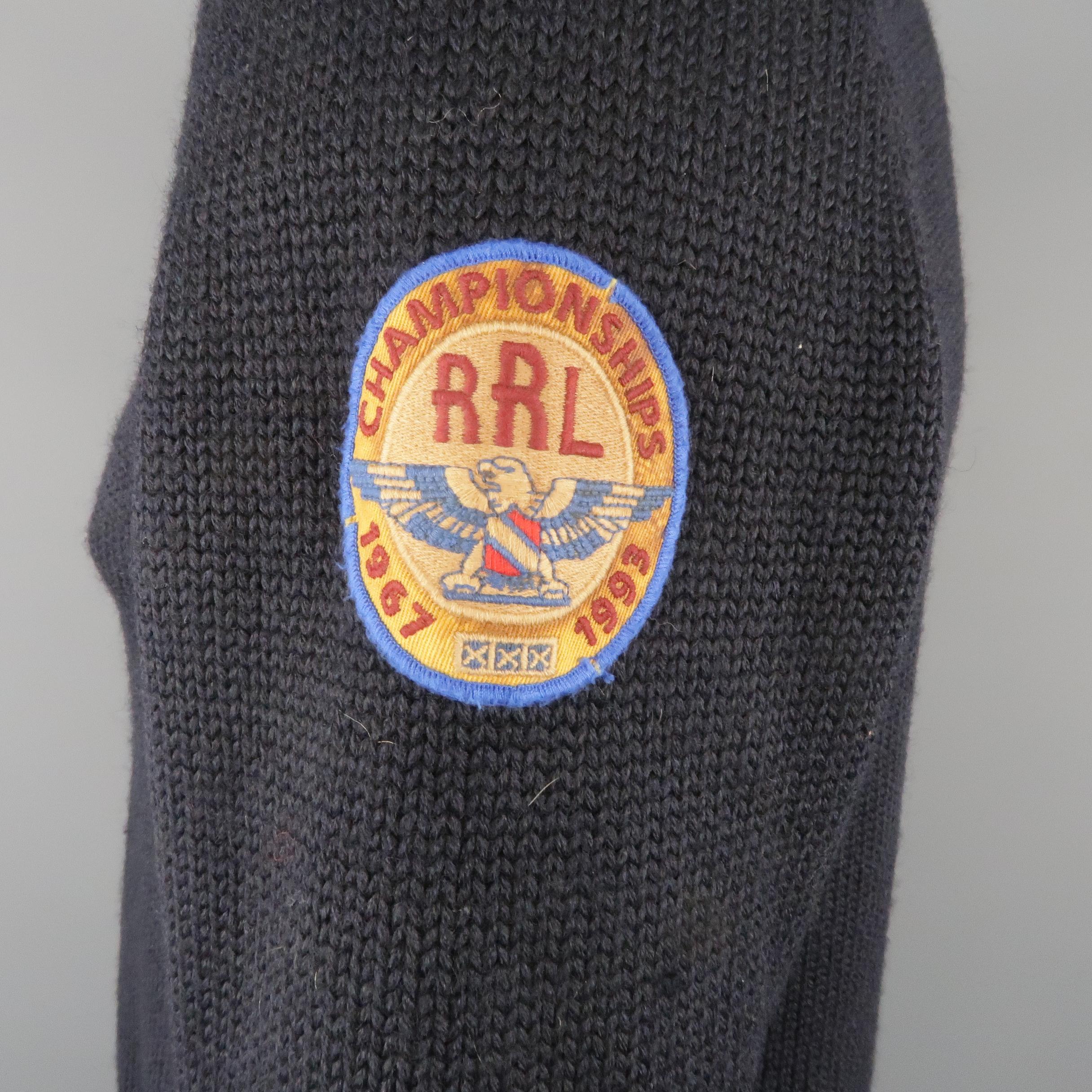 Men's RRL by RALPH LAUREN Size M Black Knitted Wool Cardigan Sweater