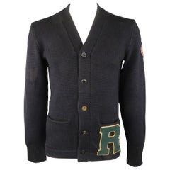 Used RRL by RALPH LAUREN Size M Black Knitted Wool Cardigan Sweater