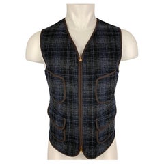 RRL by RALPH LAUREN Size M Blue & Black Plaid Wool Vest