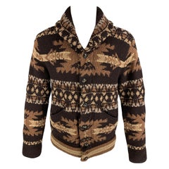 RRL by RALPH LAUREN Size M Brown Knitted Wool / Silk Shawl Collar Jacket