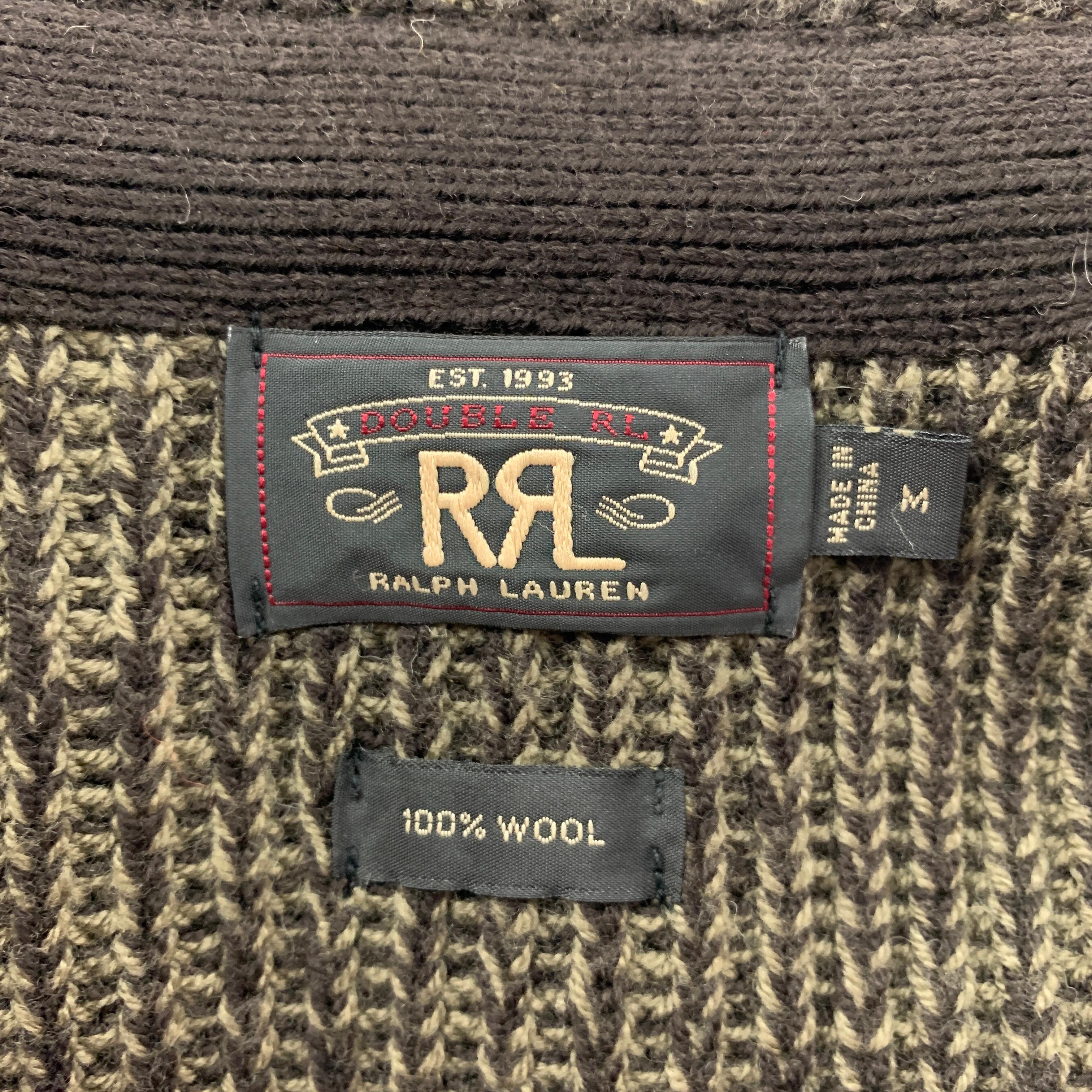 Black RRL by RALPH LAUREN Size M Brown & Olive Knitted Wool Jacket