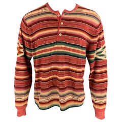 RRL by RALPH LAUREN Size M Multi-Color Knitted Cotton Blend Buttoned Pullover
