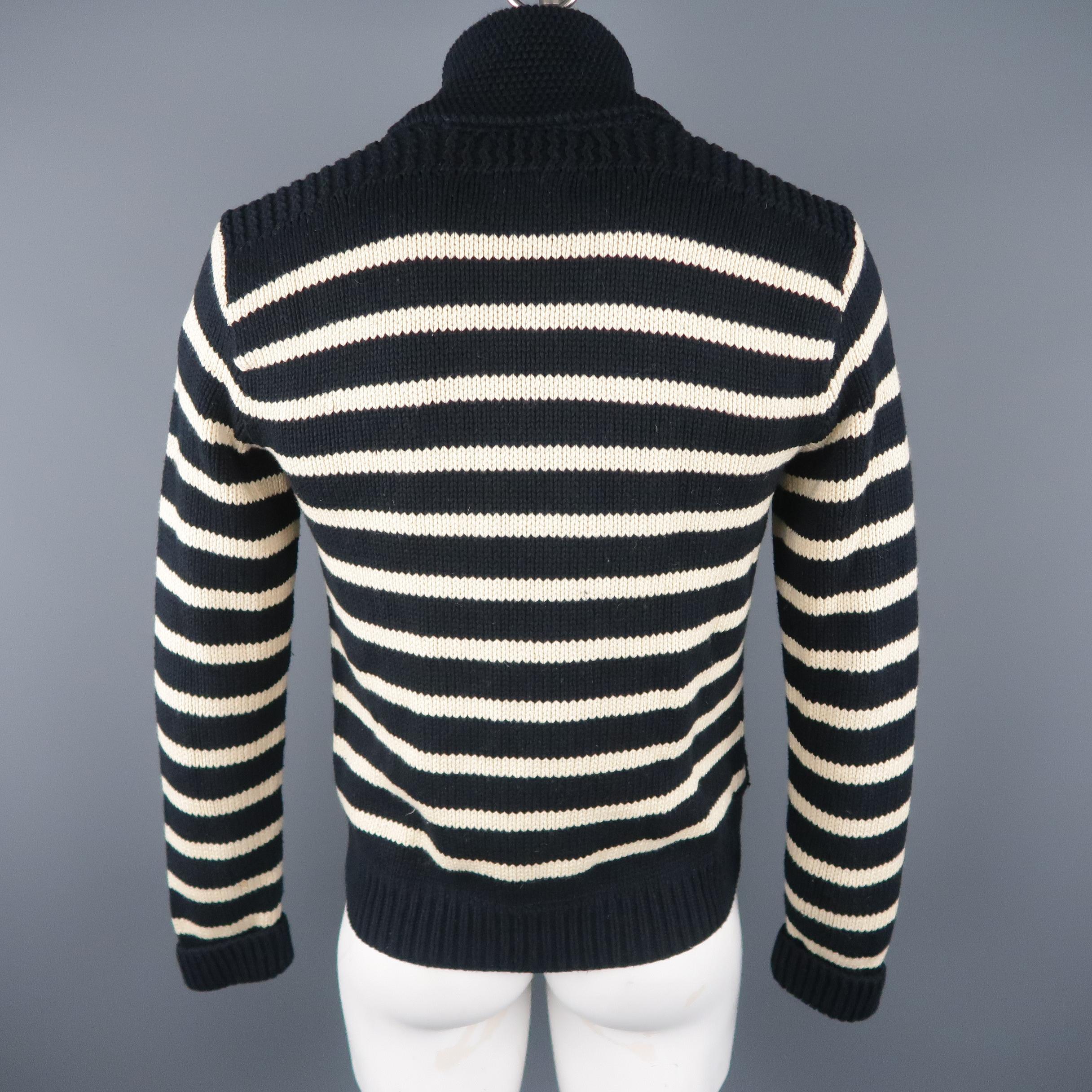 black and cream striped cardigan