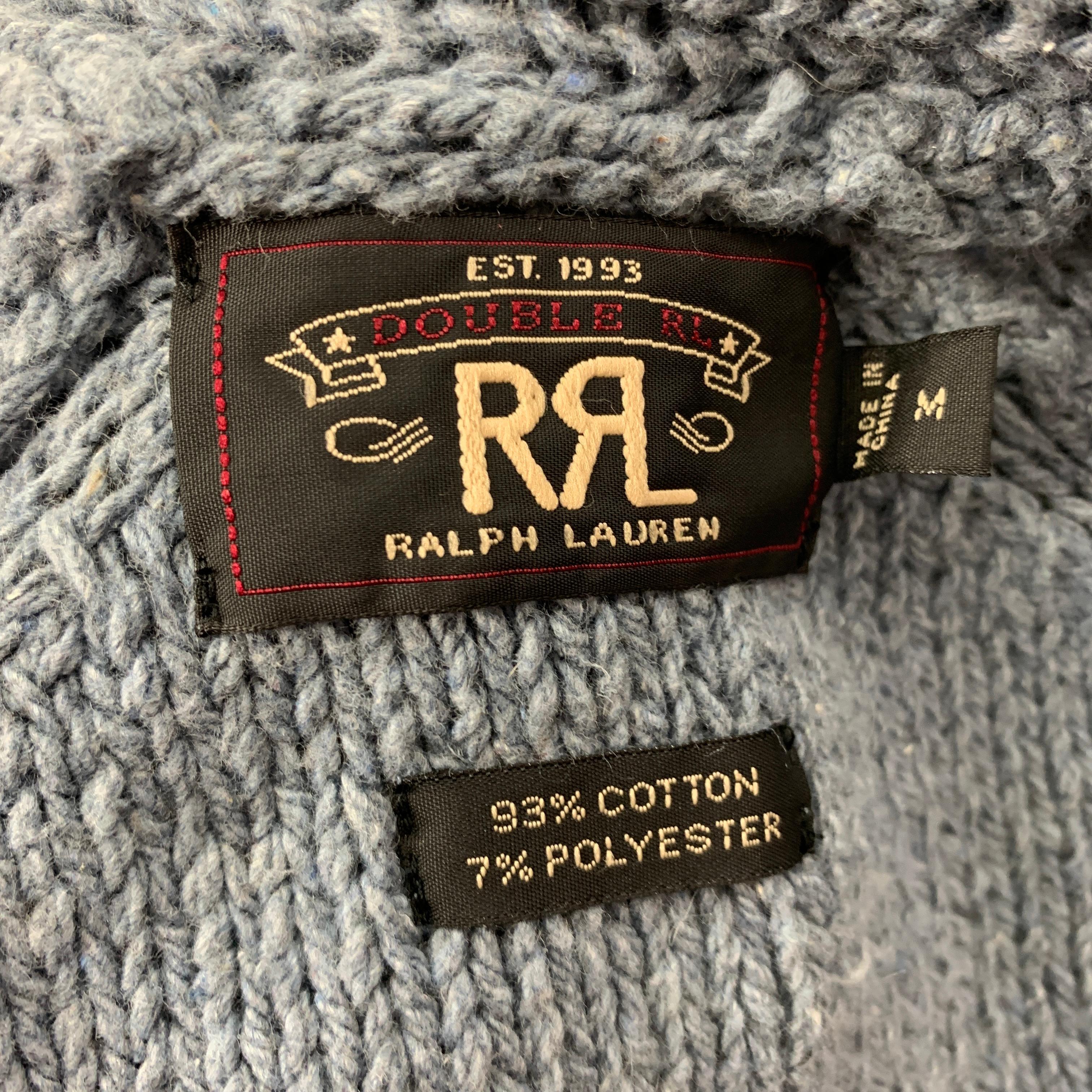 Men's RRL by RALPH LAUREN Size M Powder Blue Knitted Cotton / Polyester Jacket