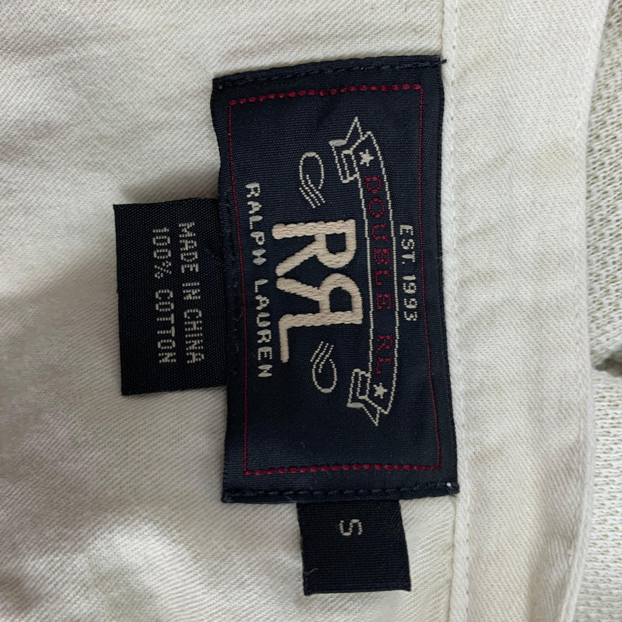 RRL by RALPH LAUREN Size S Beige Textured Cotton Henley Long Sleeve Shirt For Sale 2