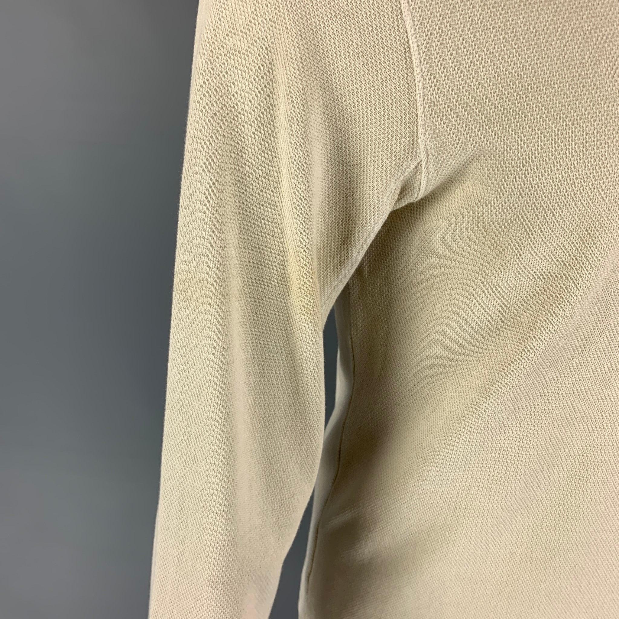 RRL by RALPH LAUREN Size S Beige Textured Cotton Henley Long Sleeve Shirt For Sale 3