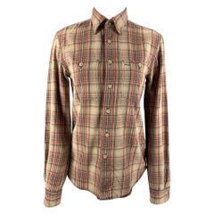 RRL by RALPH LAUREN Size S Pink Beige Cotton Plaid Blouse