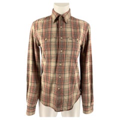 RRL by RALPH LAUREN Size S Pink Beige Cotton Plaid Blouse