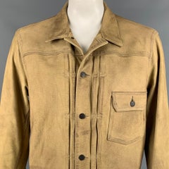 RRL by RALPH LAUREN Size XL Beige Deerskin Leather Western Fringe Jacket