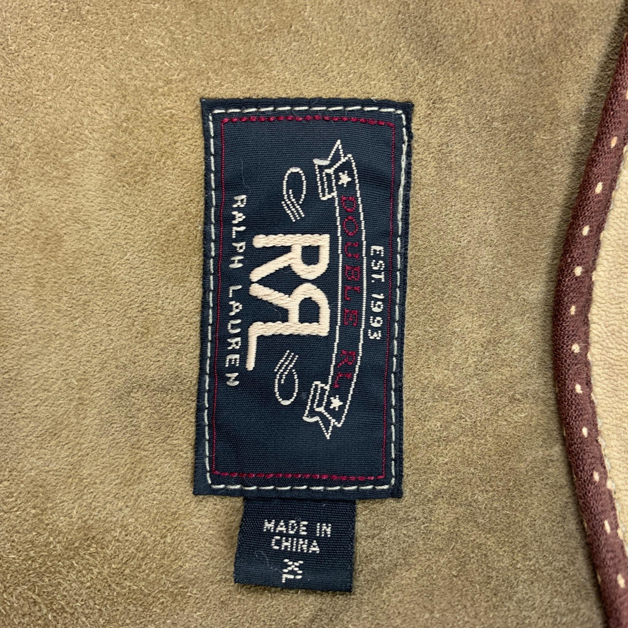 RRL by RALPH LAUREN Size XL Beige Deerskin Leather Western Fringe Jacket In Good Condition In San Francisco, CA
