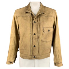 RRL by RALPH LAUREN Size XL Beige Deerskin Leather Western Fringe Jacket