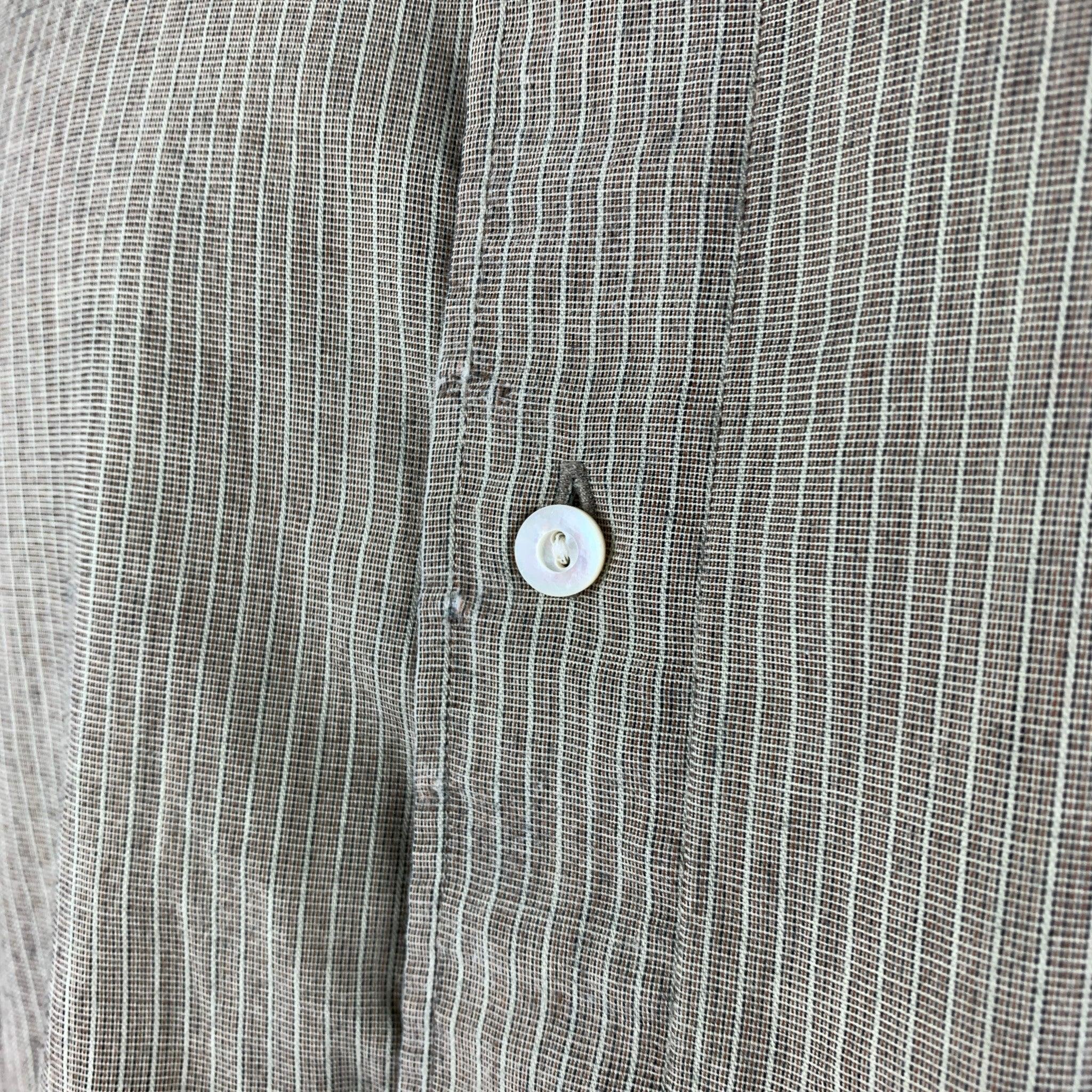 RRL by RALPH LAUREN Size XL Beige Stripe Cotton Long Sleeve Shirt For Sale 1