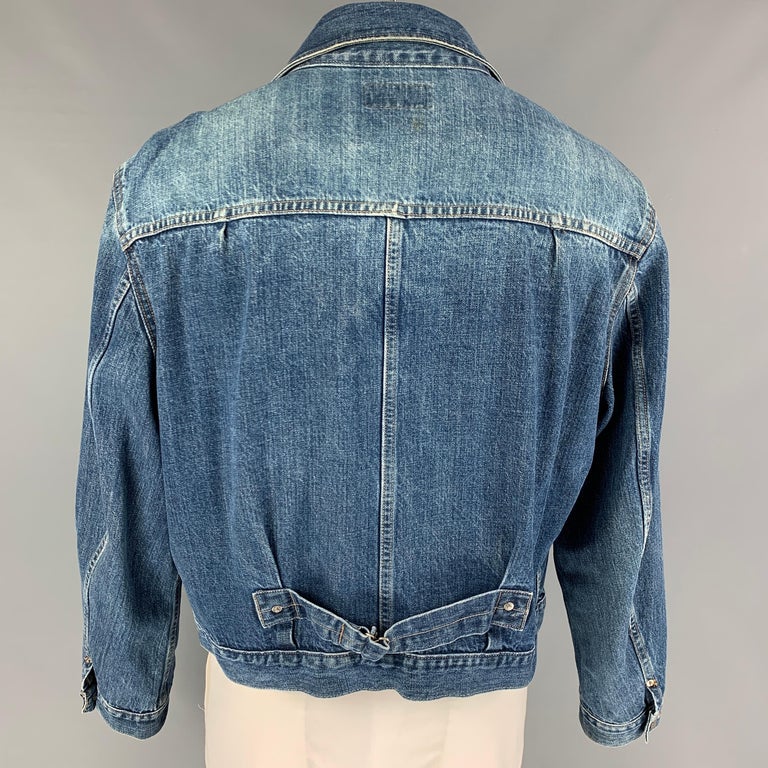 RRL by RALPH LAUREN Size XL Blue Distressed Cotton Denim Jacket For ...