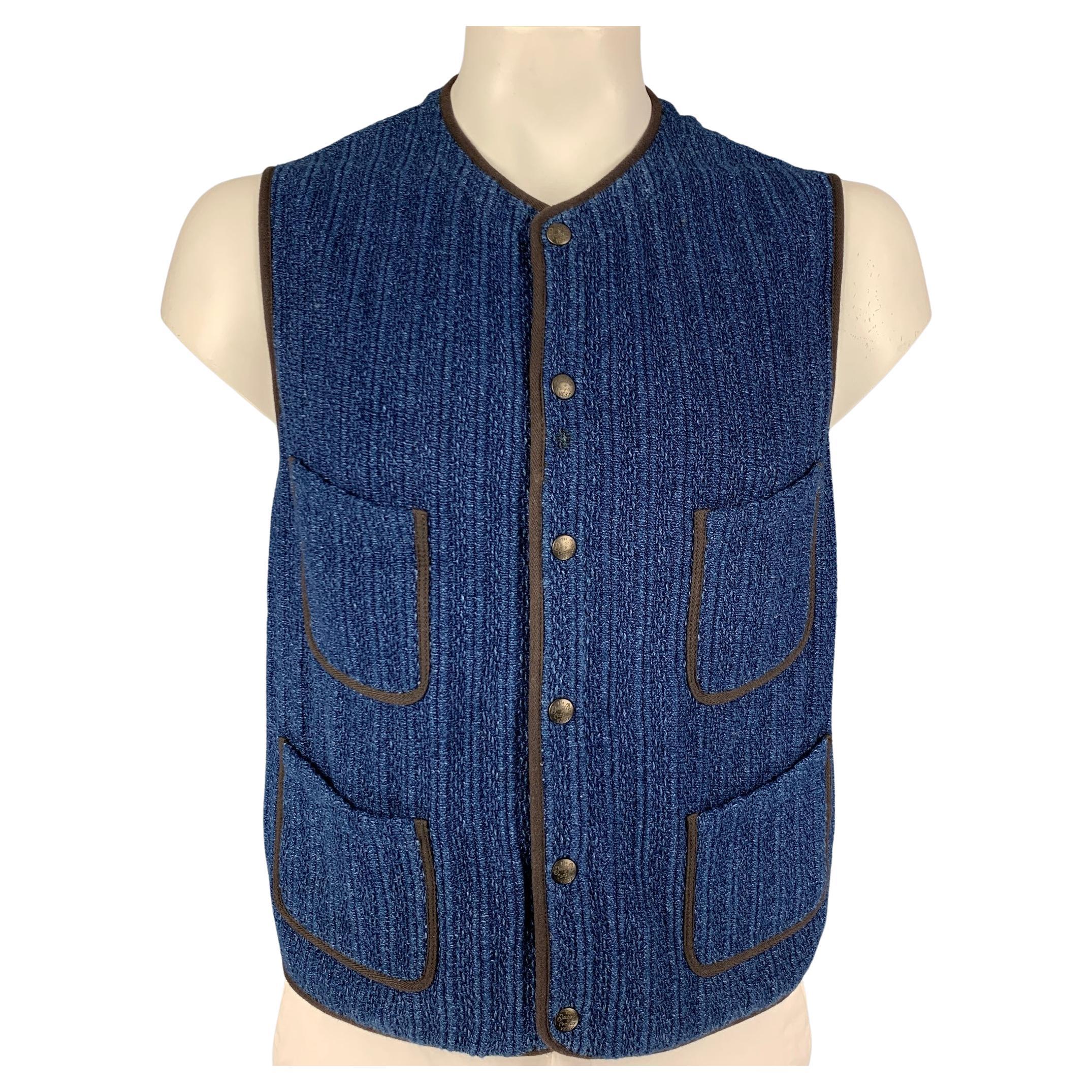 RRL by RALPH LAUREN Size XL Blue Knitted Snaps Vest