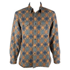 RRL by RALPH LAUREN Geometrisches langärmeliges Hemd aus Baumwolle in Blau und Orange