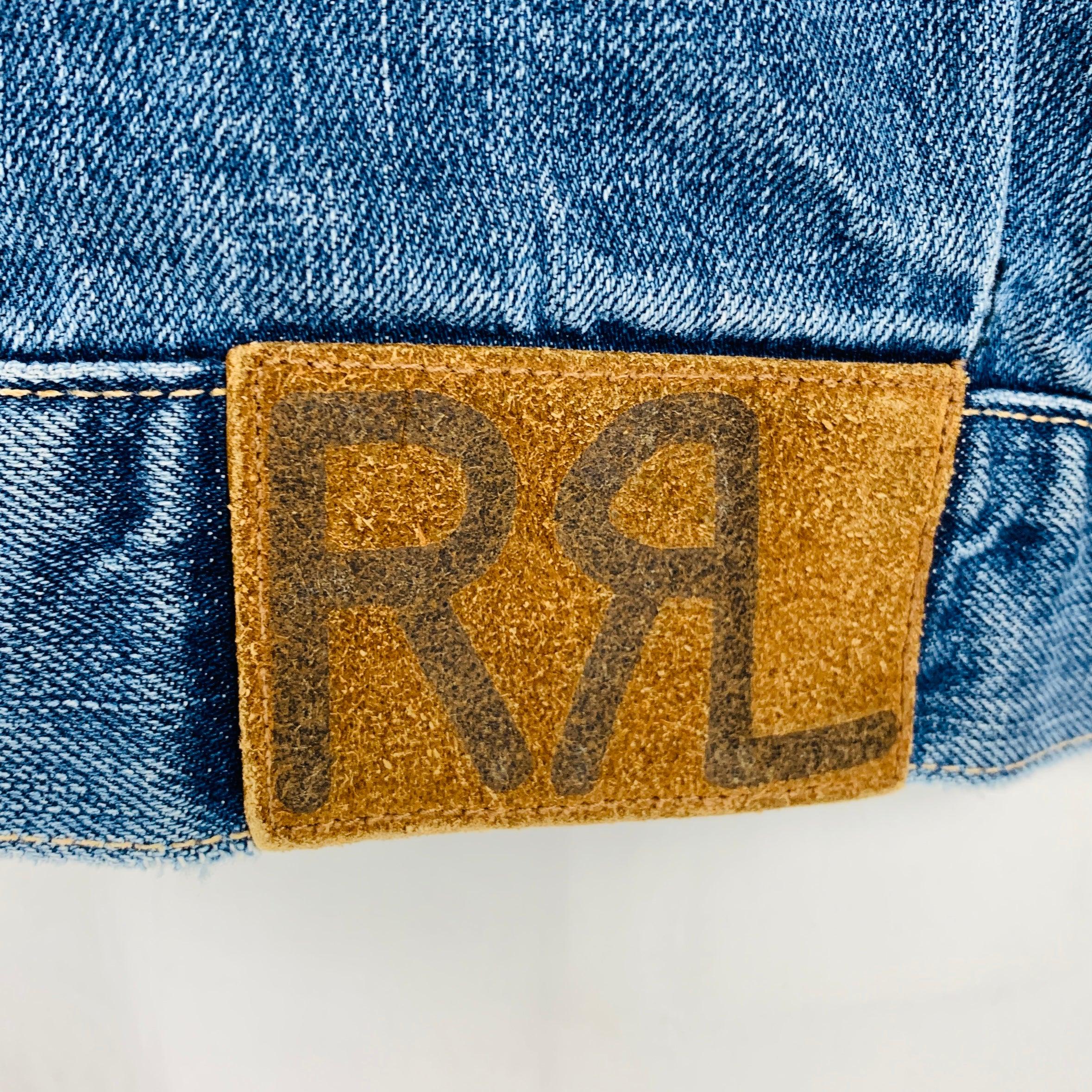 Men's RRL by RALPH LAUREN Size XL Blue Wash Denim Trucker Jacket For Sale