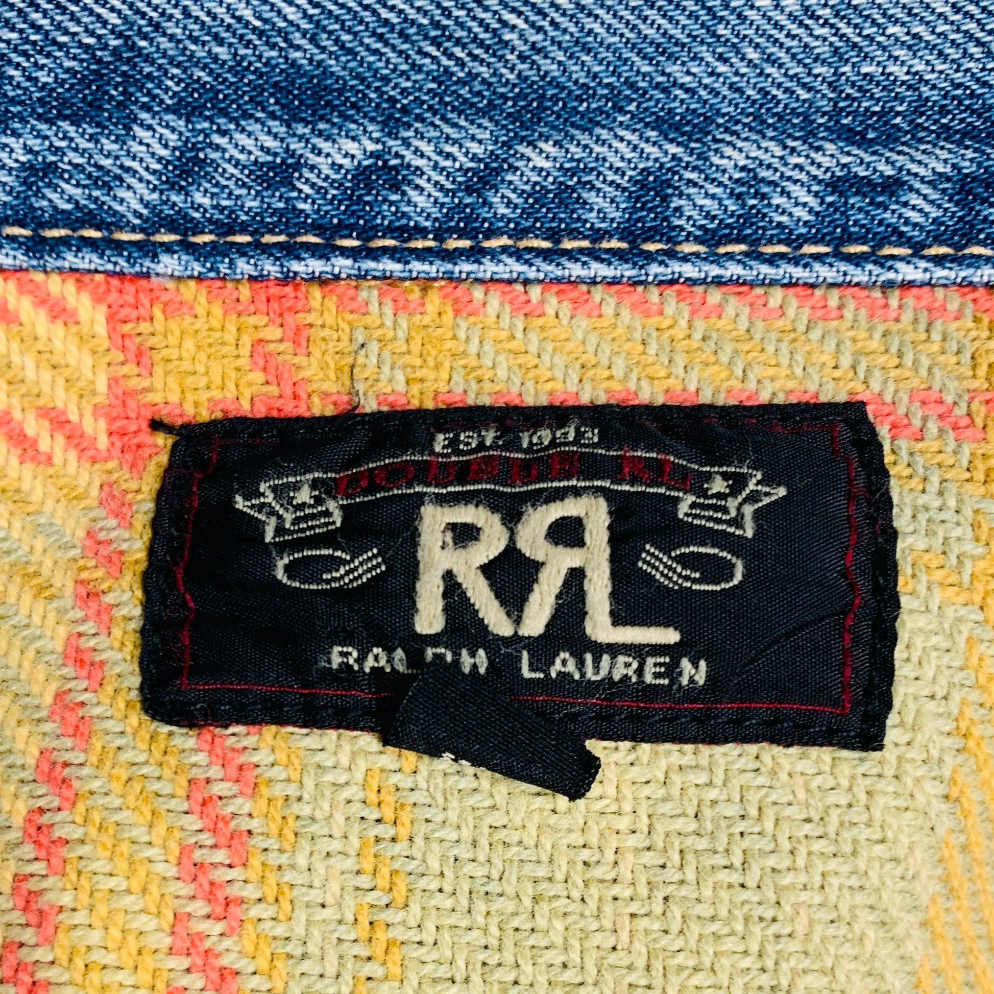 RRL by RALPH LAUREN Size XL Blue Wash Denim Trucker Jacket For Sale 3