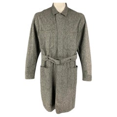 RRL by RALPH LAUREN Size XL Gray Herringbone Cotton Belted Coat