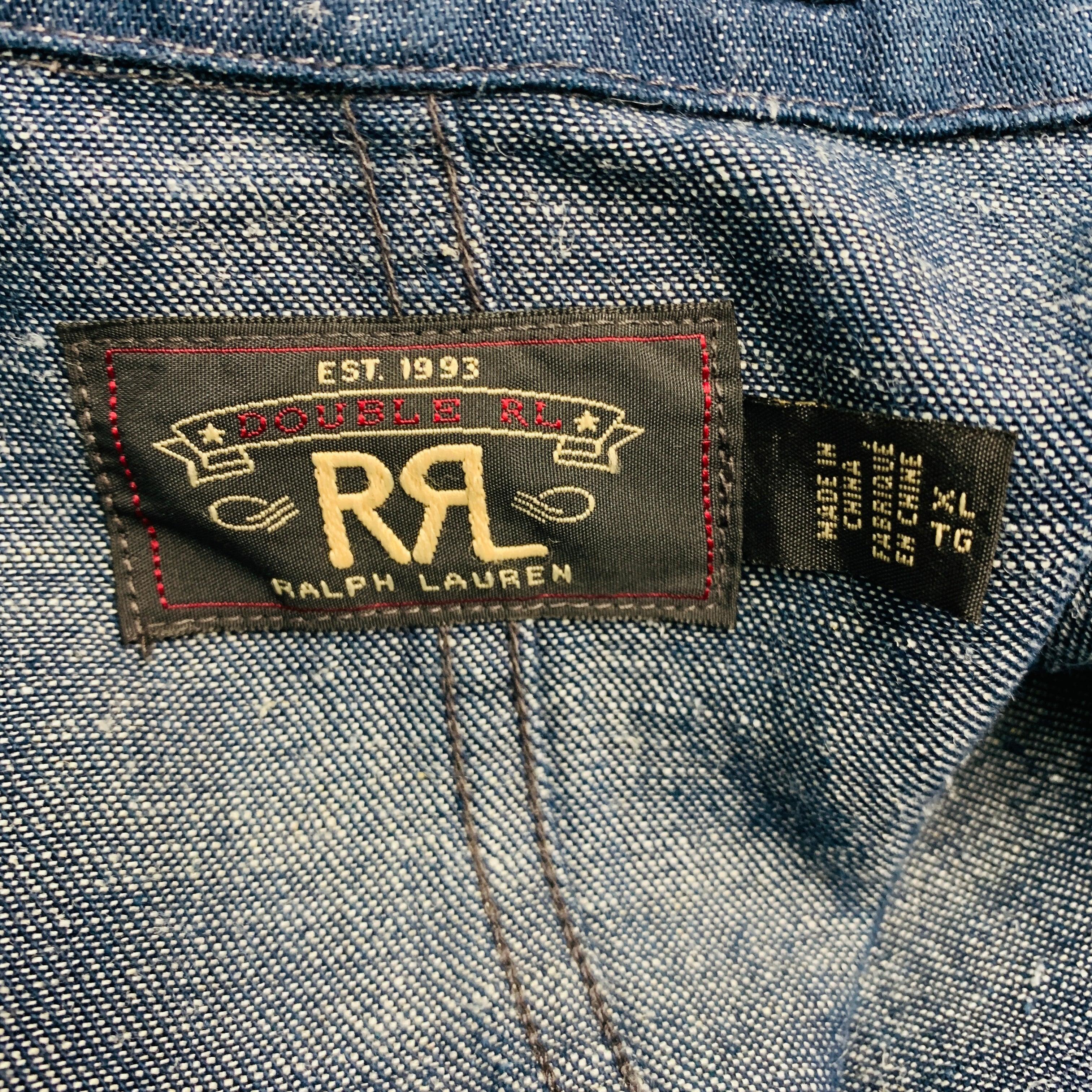 RRL by RALPH LAUREN Size XL Heather Indigo Cotton Notch Lapel Sport Coat For Sale 1