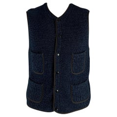RRL by Ralph Lauren Gilet con bottoni automatici in cotone intrecciato indaco nero taglia XL