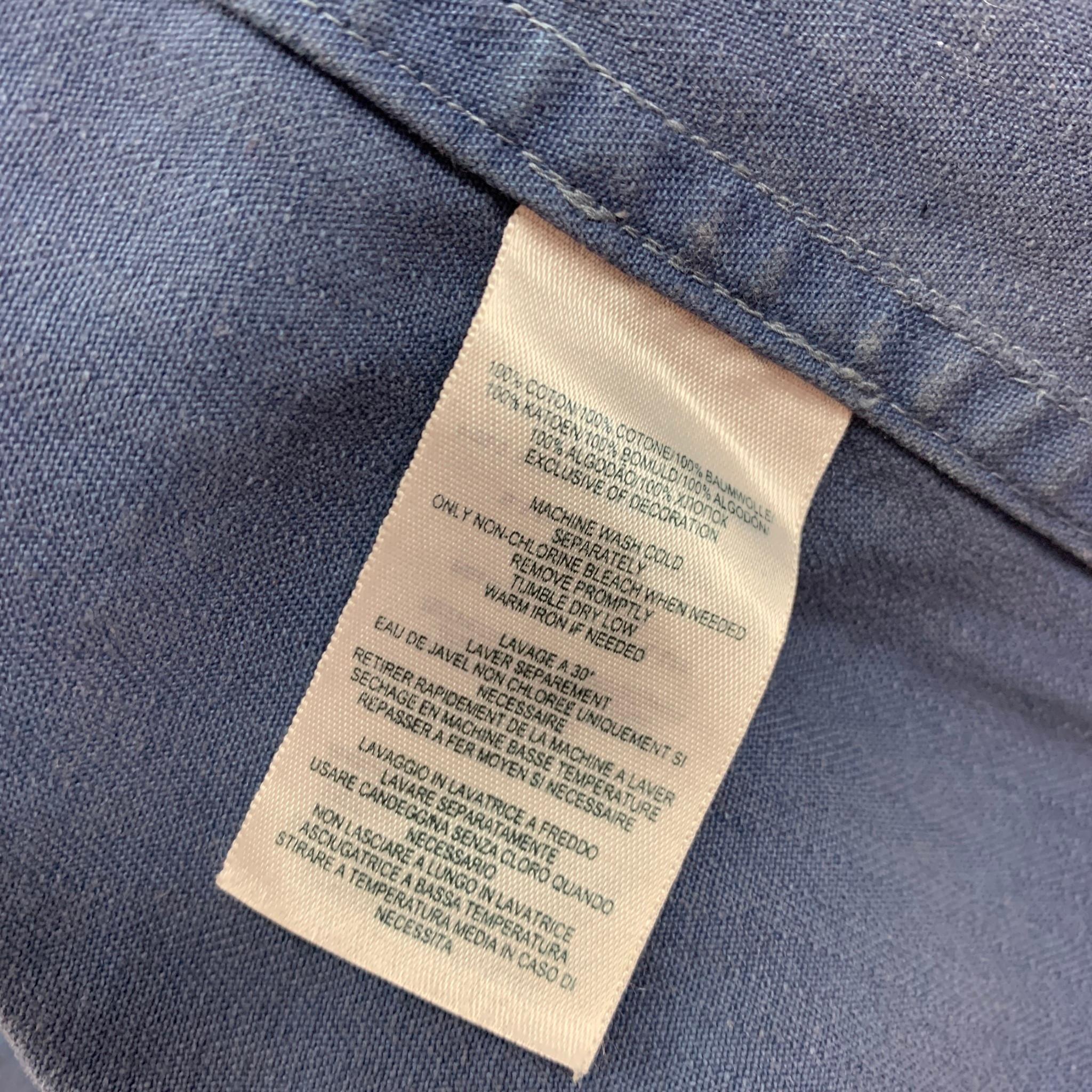 RRL by RALPH LAUREN Size XL Light Blue Washed Cotton Zip Up Jacket In Good Condition In San Francisco, CA