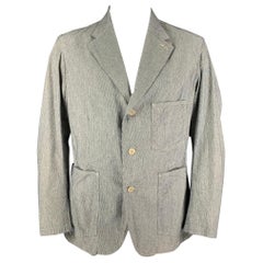 RRL by RALPH LAUREN Size XL White Navy Pinstripe Cotton Sport Coat