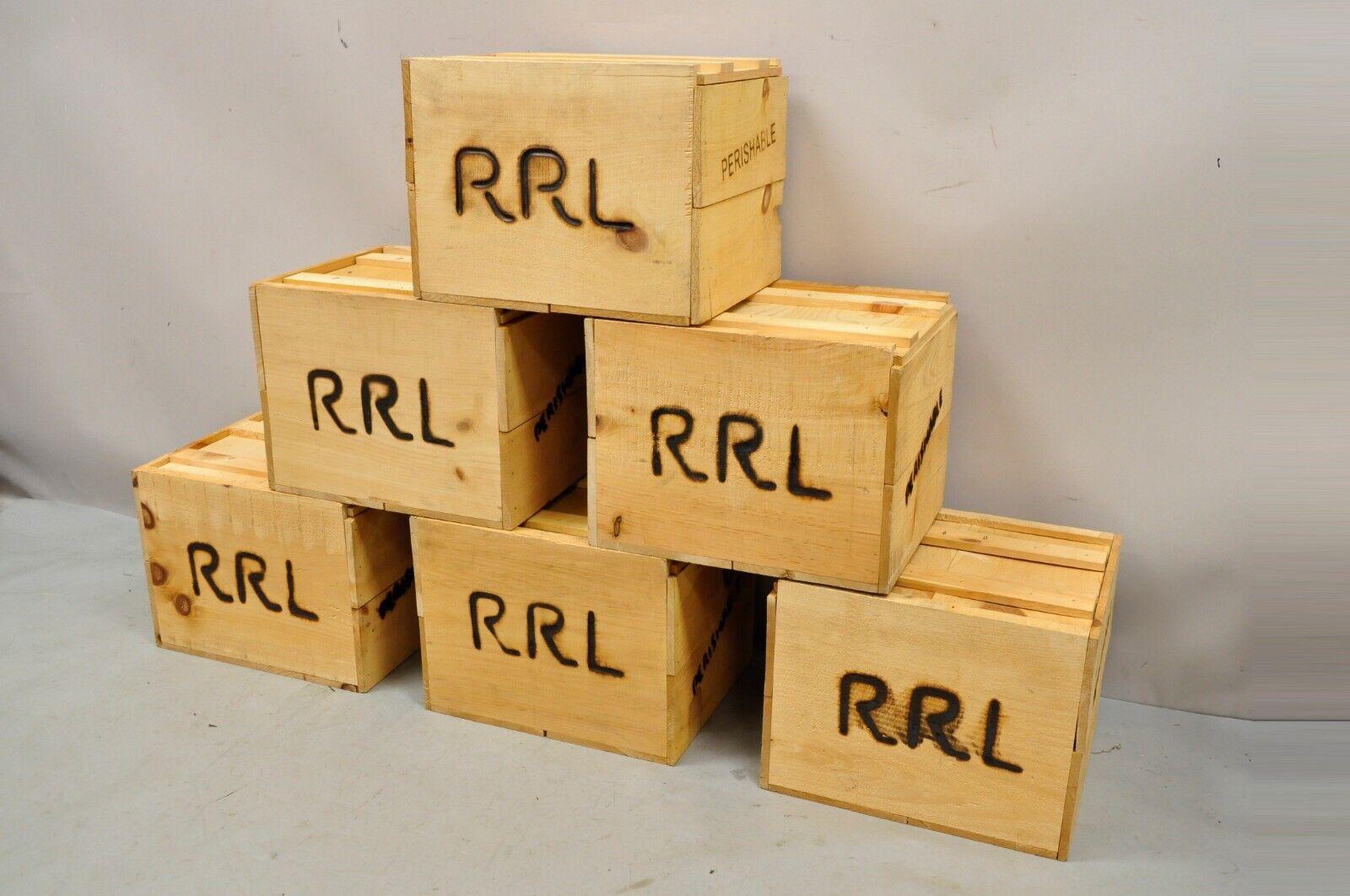RRL - Crate en bois à couvercle coulissant Ralph Lauren ? Boîte de rangement portable à marque de brûle en vente 5