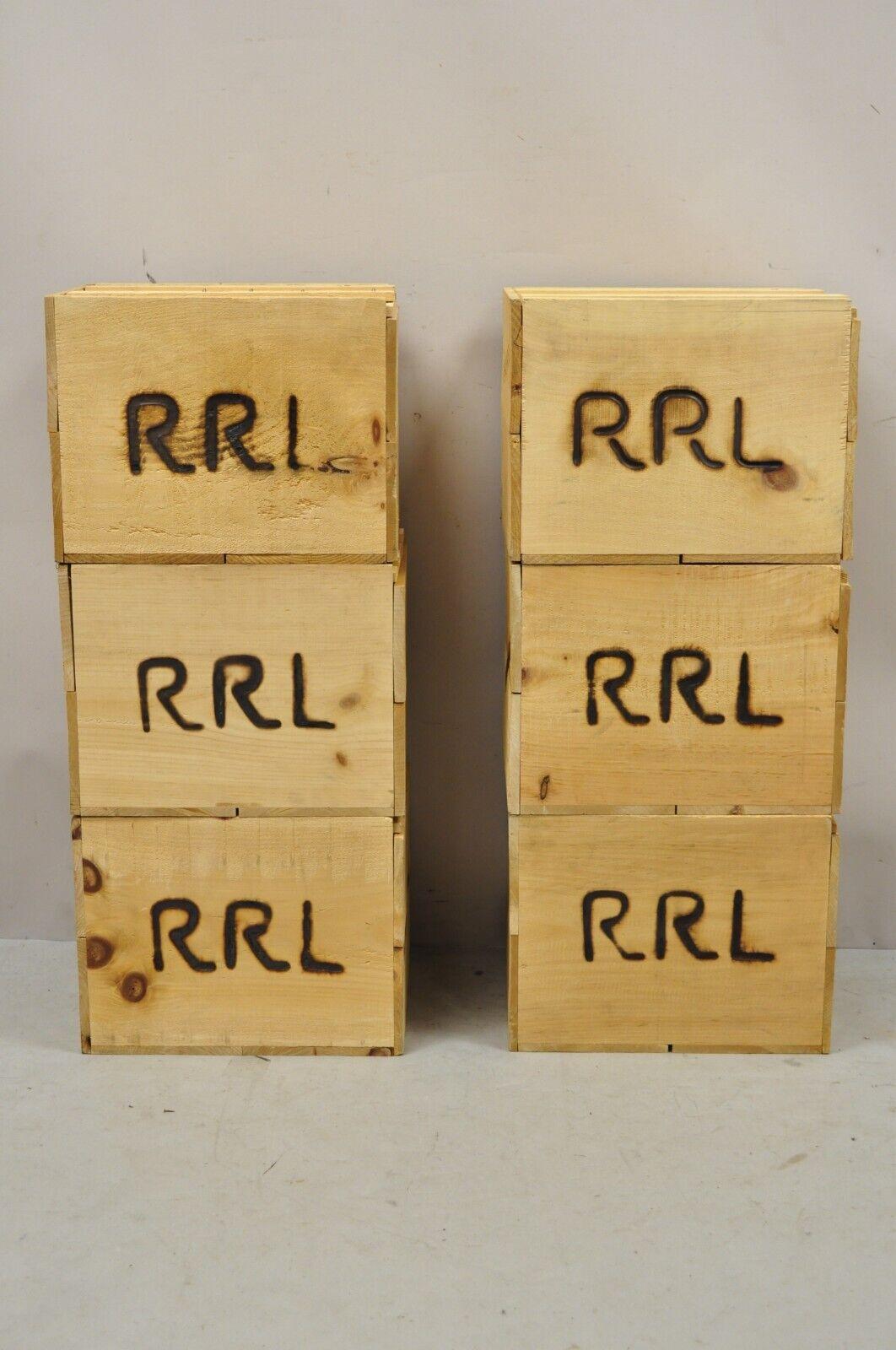 RRL wooden sliding lid crate Ralph Lauren? perishable burn mark storage box.*Price is per crate*. Item features a burned 