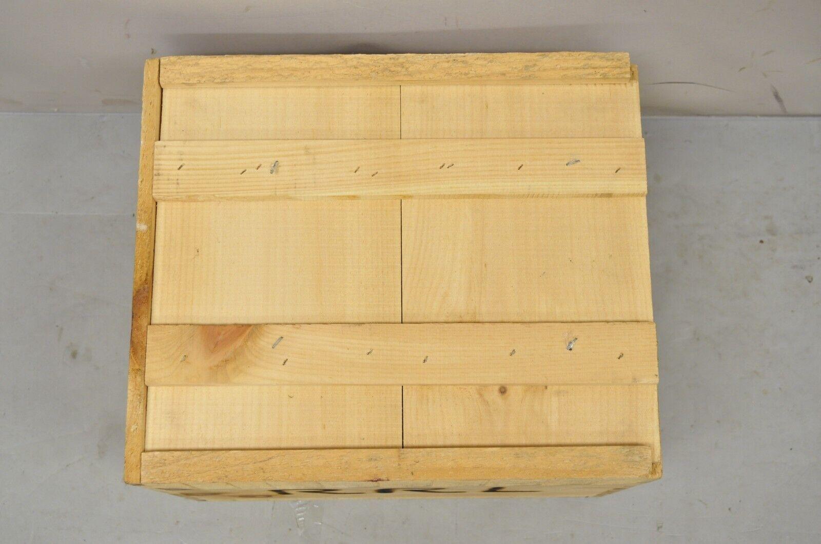 RRL Wooden Sliding Lid Crate Ralph Lauren? Perishable Burn Mark Storage Box In Good Condition For Sale In Philadelphia, PA