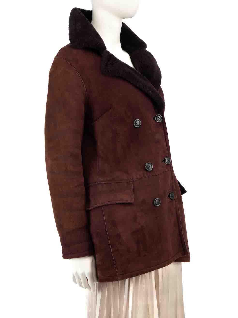 CONDITION is Good. General wear to coat is evident. Moderate signs of wear to the leather trims with loose threads and separation of the layers at the pockets on this used RRM designer resale item.
 
 
 
 Details
 
 
 Burgundy
 
 Suede
 
 Jacket
 
