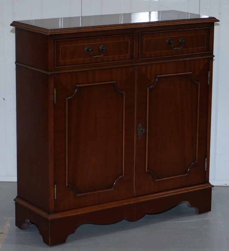 Flamed Mahogany Bradley Furniture England Bookcase Cabinet Drawers at