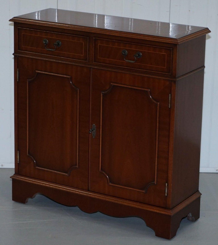 Flamed Mahogany Bradley Furniture England Bookcase Cabinet Drawers at