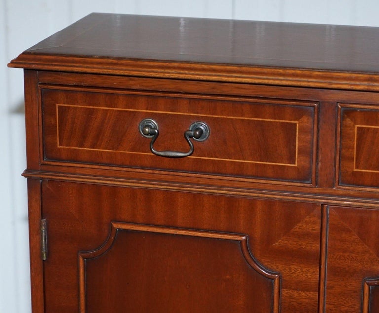Flamed Mahogany Bradley Furniture England Bookcase Cabinet Drawers at