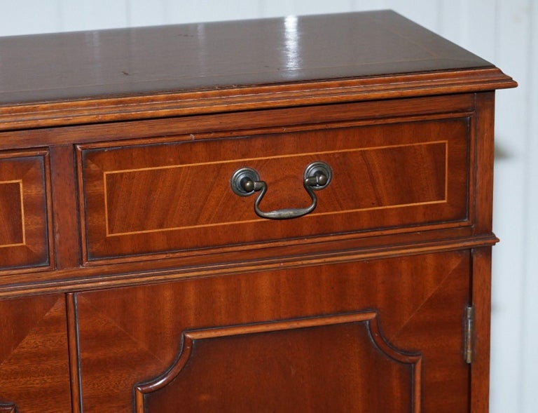 Flamed Mahogany Bradley Furniture England Bookcase Cabinet Drawers at