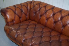 Tetrad Oskar Chesterfield Vintage Brown Leather Sofa Part of a Suite