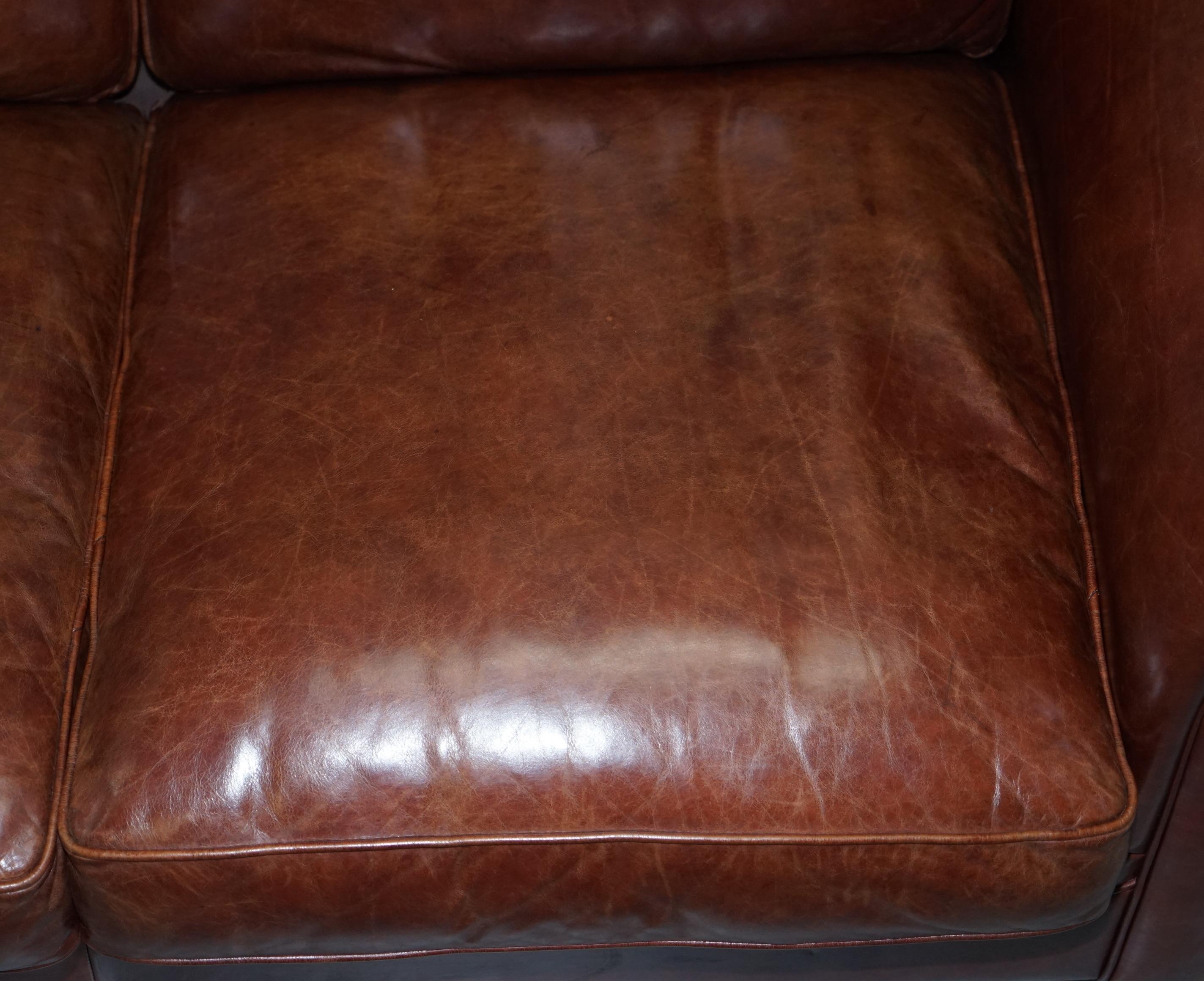Laura Ashley Mortimer 2 Sofa Bed in Vintage Heritage Brown Leather 1