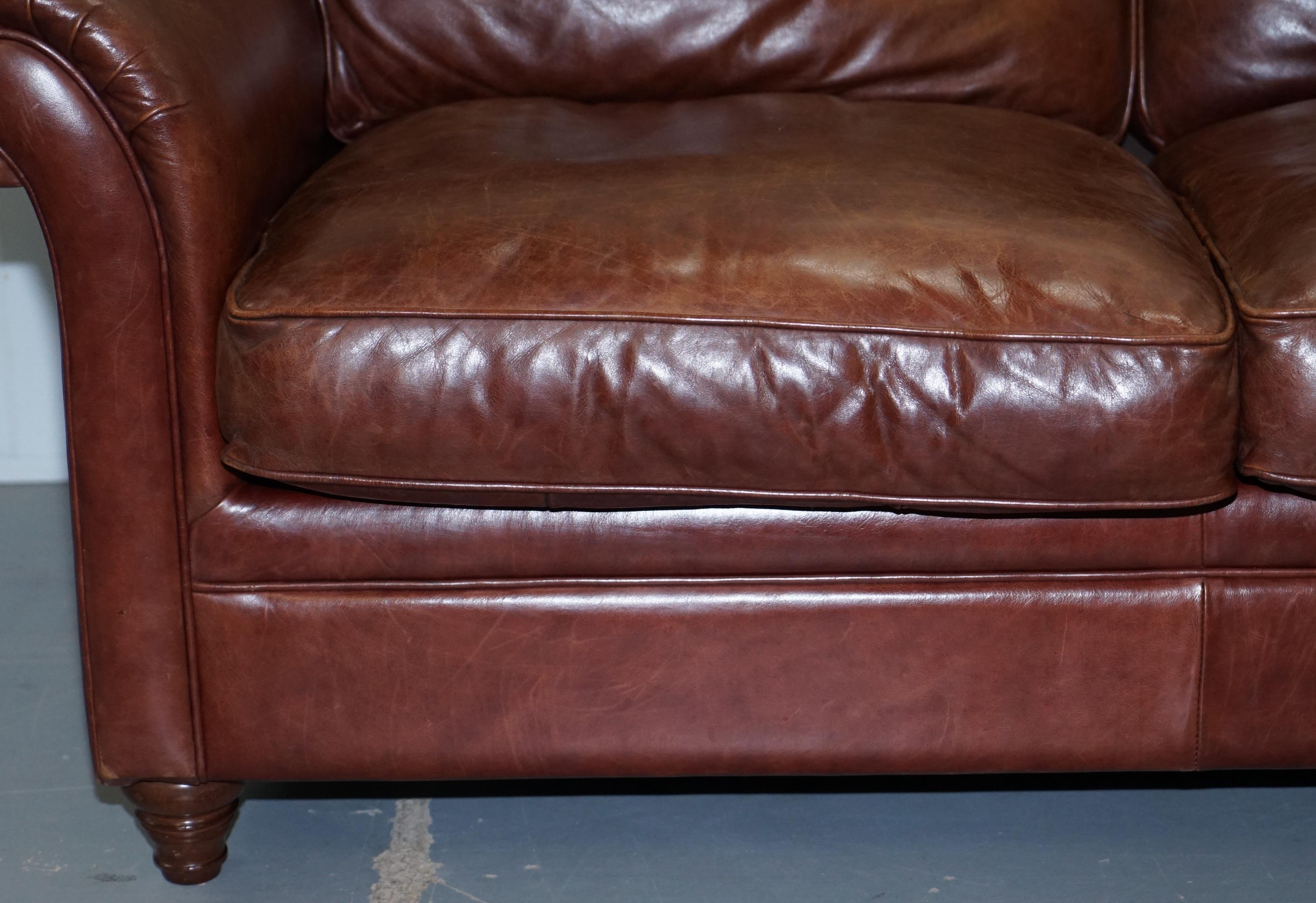 Laura Ashley Mortimer 2 Sofa Bed in Vintage Heritage Brown Leather 5