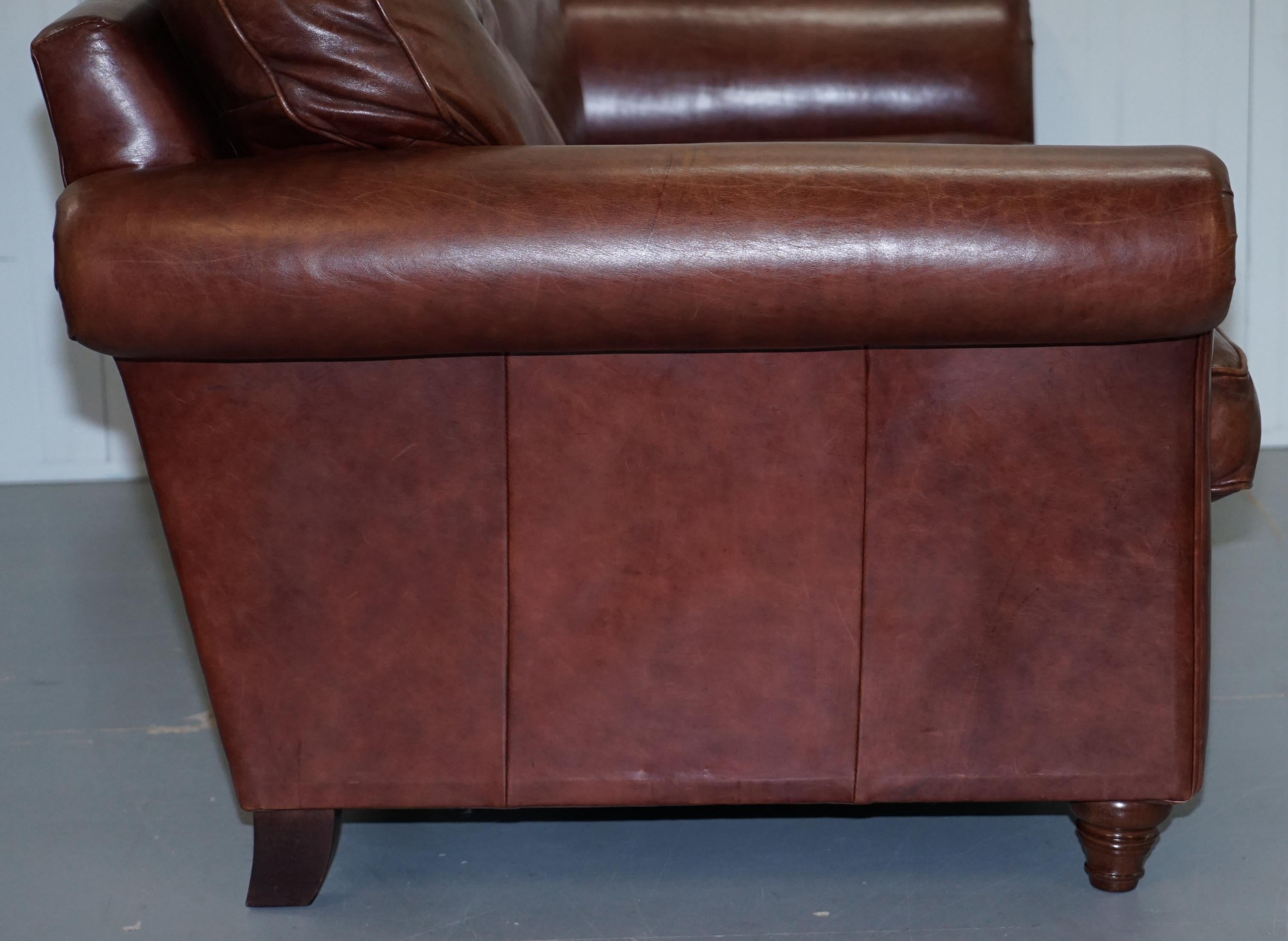 Laura Ashley Mortimer 2 Sofa Bed in Vintage Heritage Brown Leather 10