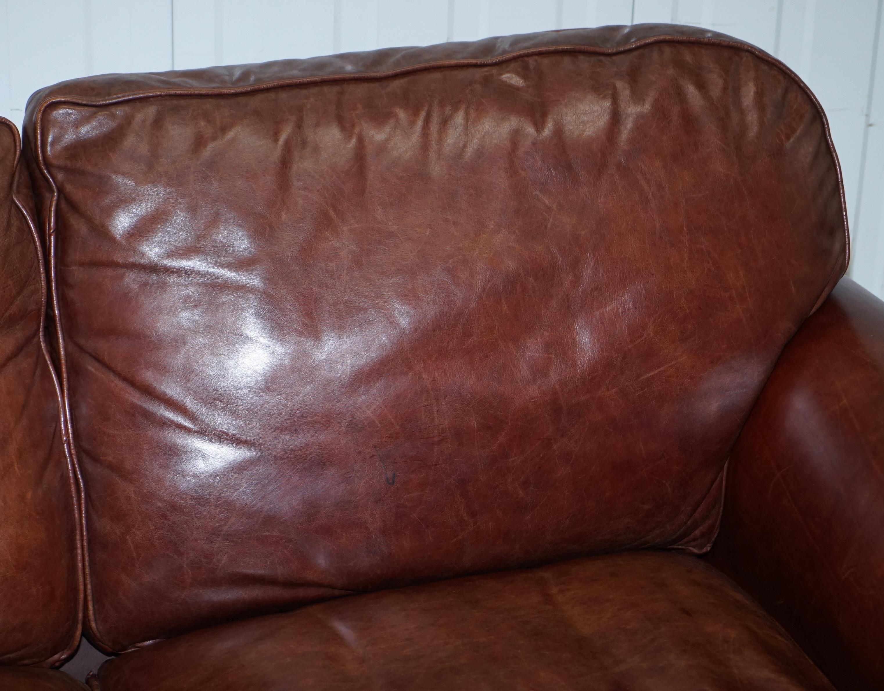 Modern Laura Ashley Mortimer 2 Sofa Bed in Vintage Heritage Brown Leather