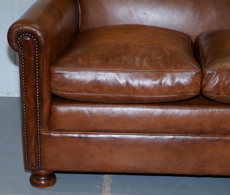Tetrad Prince Three Seater Brown Leather Sofa Feather 