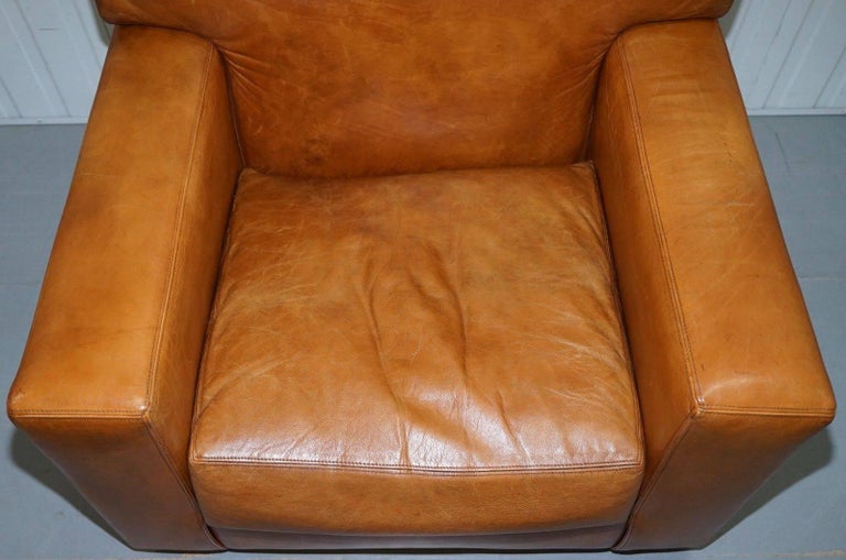 Ralph Lauren Graham Club Armchair Tan Brown Custom Buffalo Leather For