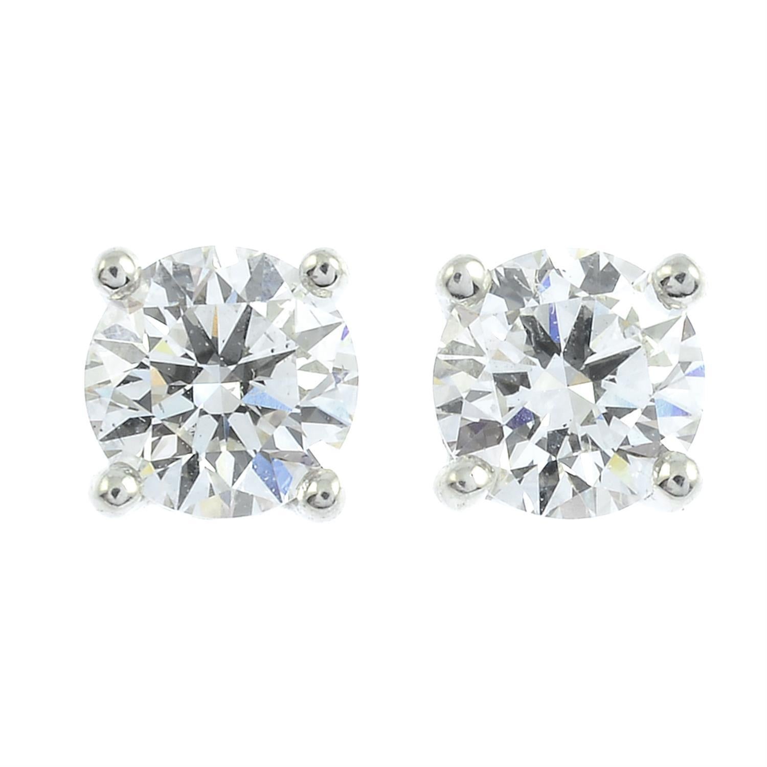 Rrp £9, 500 Tiffany & Co Platin 0,74 Ct Diamant Solitär Ohrstecker Paar (Zeitgenössisch) im Angebot