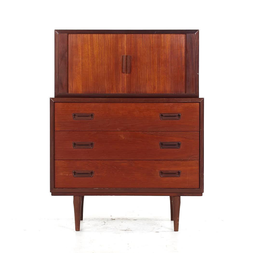 RS Associates Mid Century Danish Teak Highboy Dresser

The upper measures: 32 wide x 17 deep x 15 inches high
The lower measures: 34 wide x 18 deep x 29.75 inches high
The combined height is 44.75 inches

All pieces of furniture can be had in what